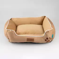 Cama De Perro Vida De Perro Rectangular 65X50X20Cm Crema Felpa