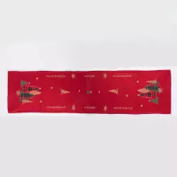 Camino De Mesa Miro Christmas Arboles 176X33Cm Rojo Poliester 831