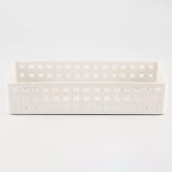 Canasta apilable blanca perforada 28*10*6 cm 14208