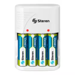 Cargador de Pilas AA AAA y 9V Incluye 4 pilas AA Steren CRG-020