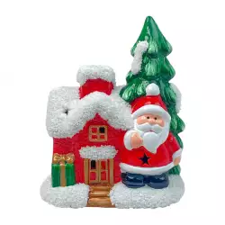 Casa Santa Santini Con Luz 6X12Cm Rojo Ceramica 200-6700145