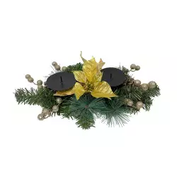 Centro de mesa navideño Poinsettia dorado 46cm Expressions GS02H02266