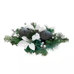 Centro de mesa navideño poinsettia plateado 46cm Expressions GS02H02268