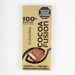 Chocolate Cocoa Fusion Colombia 100 Cacao 60 Gr Barra6521