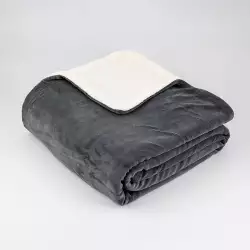 Cobija Expressions Flannel-Sherpa Doble 180X220Cm Gris Poliester
