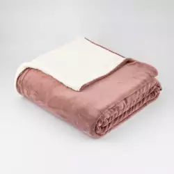 Cobija Expressions Flannel-Sherpa Queen 200X220Cm Rose Poliester