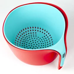 Colador + Bowl Tasty En Plástico Azul Y Rojo Hsa-66630
