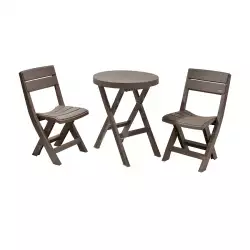 Combo mesa plegable redonda y 2 sillas plegables baru mocca