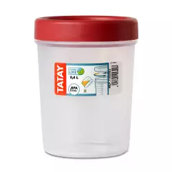 Contenedor Tatay Redondo Rojo .4 Lt Polipropileno 1160504