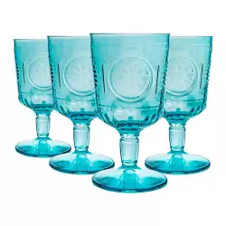 Copas Bormioli Rocco Romantic Azul 320 Ml 4 Pz Vidrio 009151