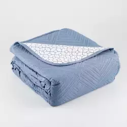 Cubre Cama Expressions Basic King Azul 100% Poliester Qskmsblbs9