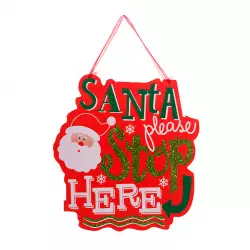 Cuelga Puertas Miro Christmas Santa Is Here  22X23Cm Rojo Verde