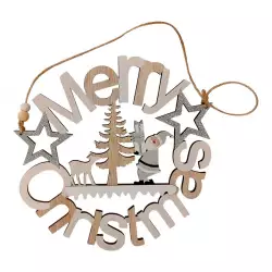 Cuelga Puertas Santini Merry Christmas X21Cm Natural Madera 201-2