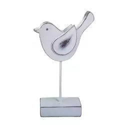 Figura Deco Concepts Pajaro Monocromia 13X24X4Cm Blanco 440-0119
