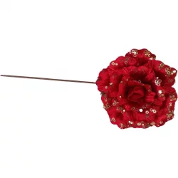 Flor navidad 20cm rosa roja