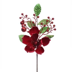 Flor navideña magnolia 48cm rojo