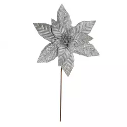 Flor navideña poinsettia plata 30x55cm