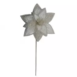 Flor navideña poinsettia plata 31x55cm