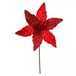 Flor navideña poinsettia roja 22x35cm