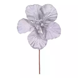 Flor Santini Poinsettia 25Cm Plateado Poliester 140-2501682