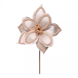 Flor Santini Poinsettia 30Cm Plateado Poliester 140-2501435