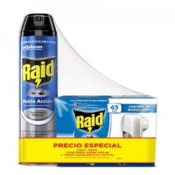Insecticida Raid Doble Accion 400 Ml + Raid 45 Usos Unidad