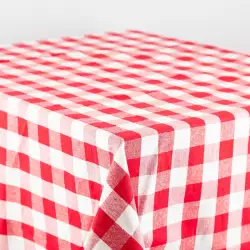 Mantel expression cuadrado picnic 180 X180cm blanco y rojo 100% algodón 800gr 1