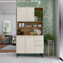 Mueble Alacena Bertolini 105X198X37Cm Beige Mdp 8081864
