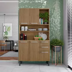 Mueble Alacena Bertolini 105X198X37Cm Cafe Mdp 8081862
