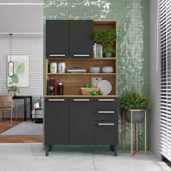 Mueble Alacena Bertolini 105X198X37Cm Negro Mdp 8081863