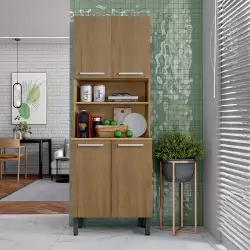 Mueble Alacena Bertolini 70X198X37Cm Cafe Mdp 8080862