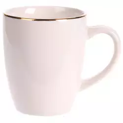 Mug taza cafe siaki 200ml en porcelana blanco con borde dorado q96000150