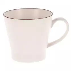 Mug taza cafe siaki 400ml en porcelana blanco con borde marron q81200180