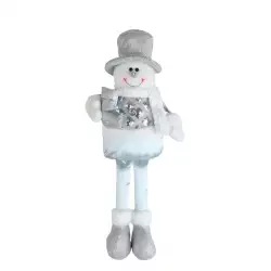 Muñeco hombre de nieve plata 21x9.5x50cm