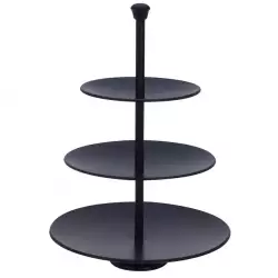 Pedestal excellent houseware 3 pisos negro en acero inoxidable a12405490
