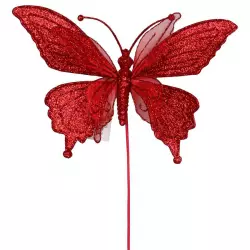Pick navideño mariposa roja 17x24cm 1