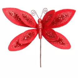 Pick navideño mariposa roja 17x24cm