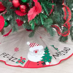 Pie De Arbol Miro Christmas Feliz Navidad 100 Cm Rojo Poliester