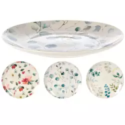 Plato siaki 27cm en porcelana blanco con diseños florales surtidos q96000500