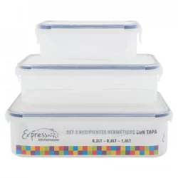 Recipientes Expressions Rectangular 3 Ud Cm Transparente Plastico