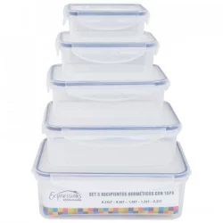 Recipientes Expressions Rectangular 5 Ud Cm Transparente Plastico