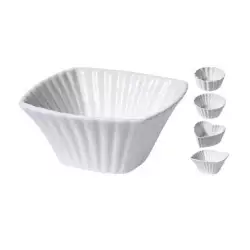 Salseras excellent houseware 3pz 320,370ml en porcelana blanco diseños surtidos 798000020