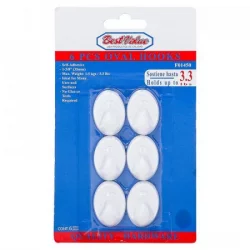 Set de 6 Ganchos Adhesivos Ovalados Bestvalue F01450-Blanco