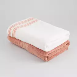 Toallas De Baño Embelish Collection Set X 2 550Gsm Blanca Con Borde Fire Whirl 70Cmx140Cm