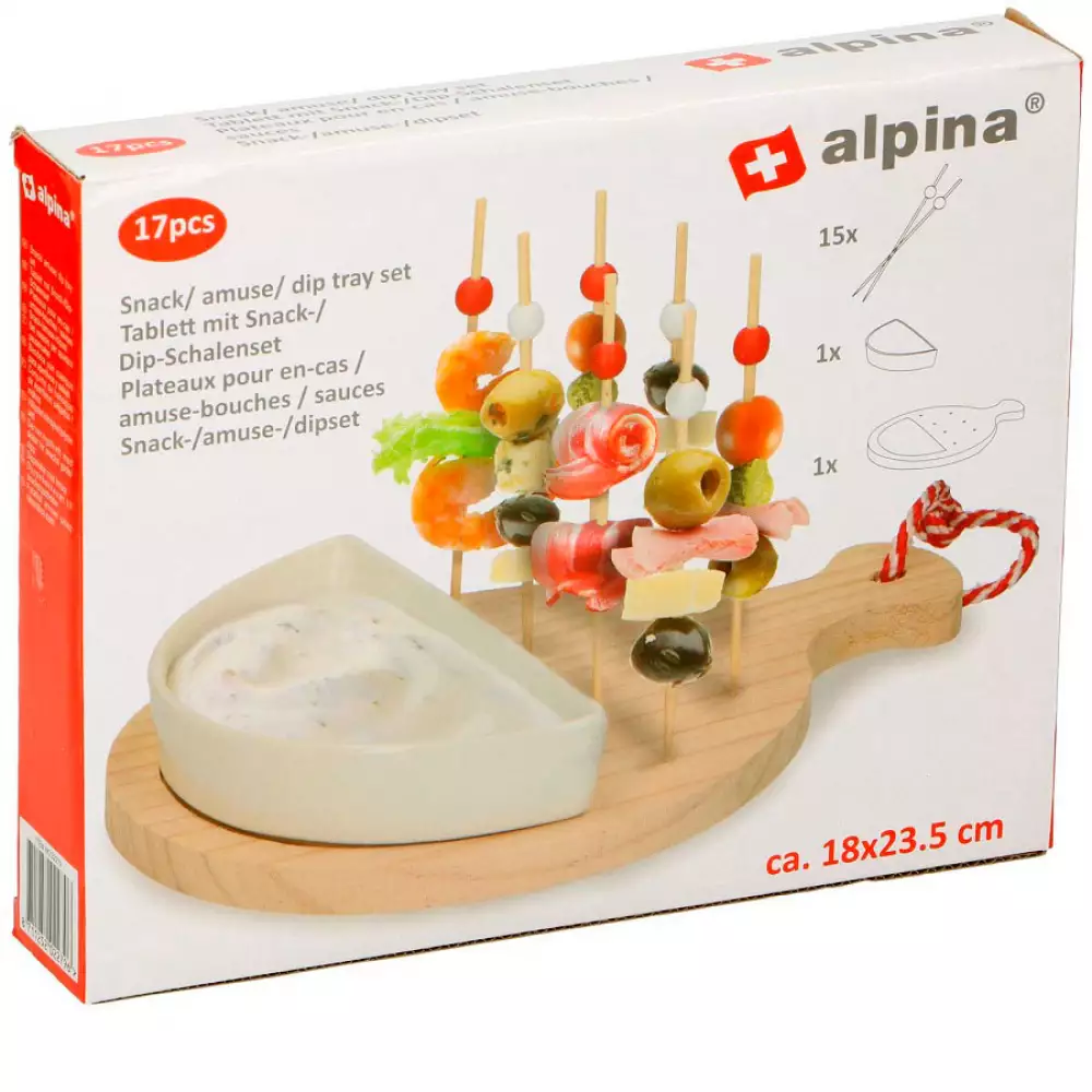 accesorios para queso alpina 17pz 18x23,5cm en madera 871125202279