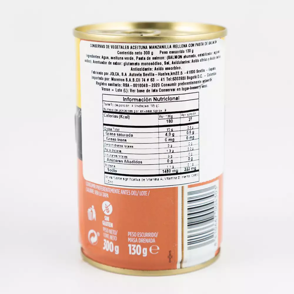 Aceituna Rellena Jolca Cm 300 Gr Salmon 9079