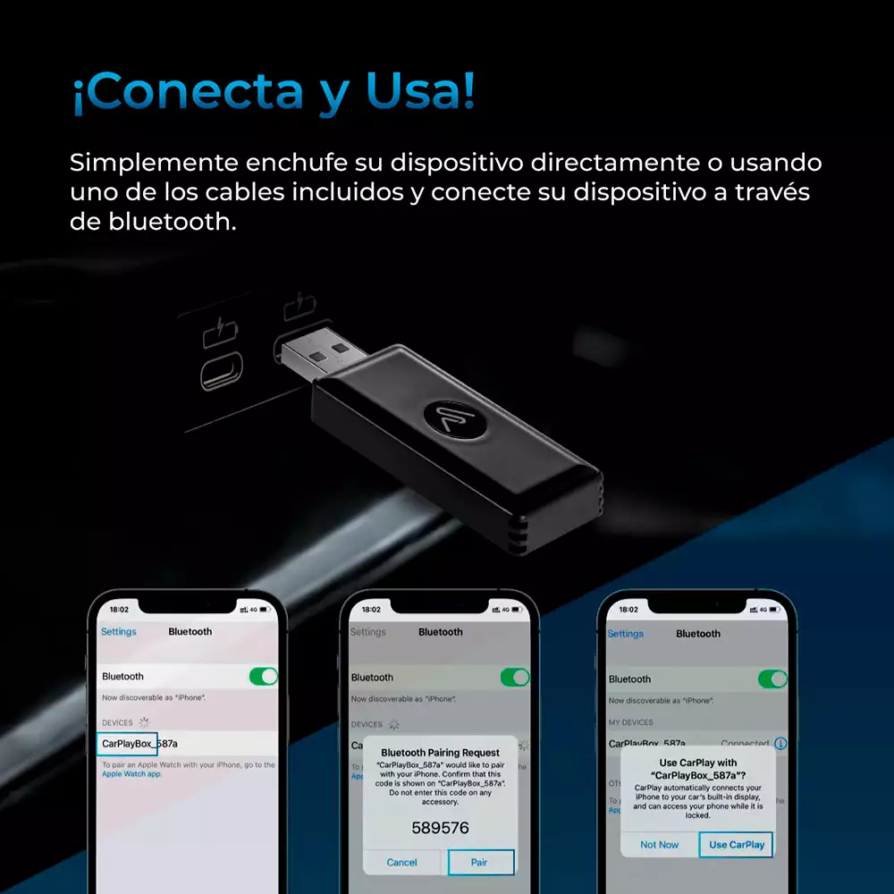 Adaptador Usb Autosky Carplay Wua-7