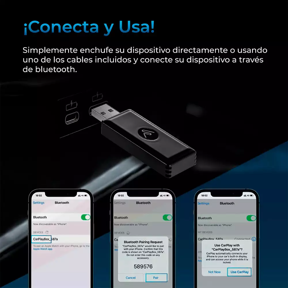 Adaptador Usb Autosky Carplay Wua-7