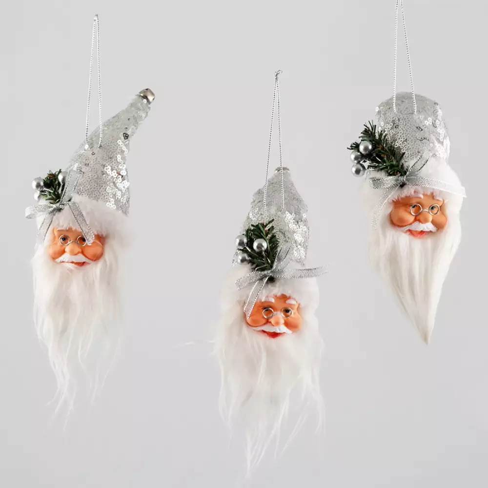 Adorno arbol cabeza santa x 3 pzs 14 cm plata tm-22001