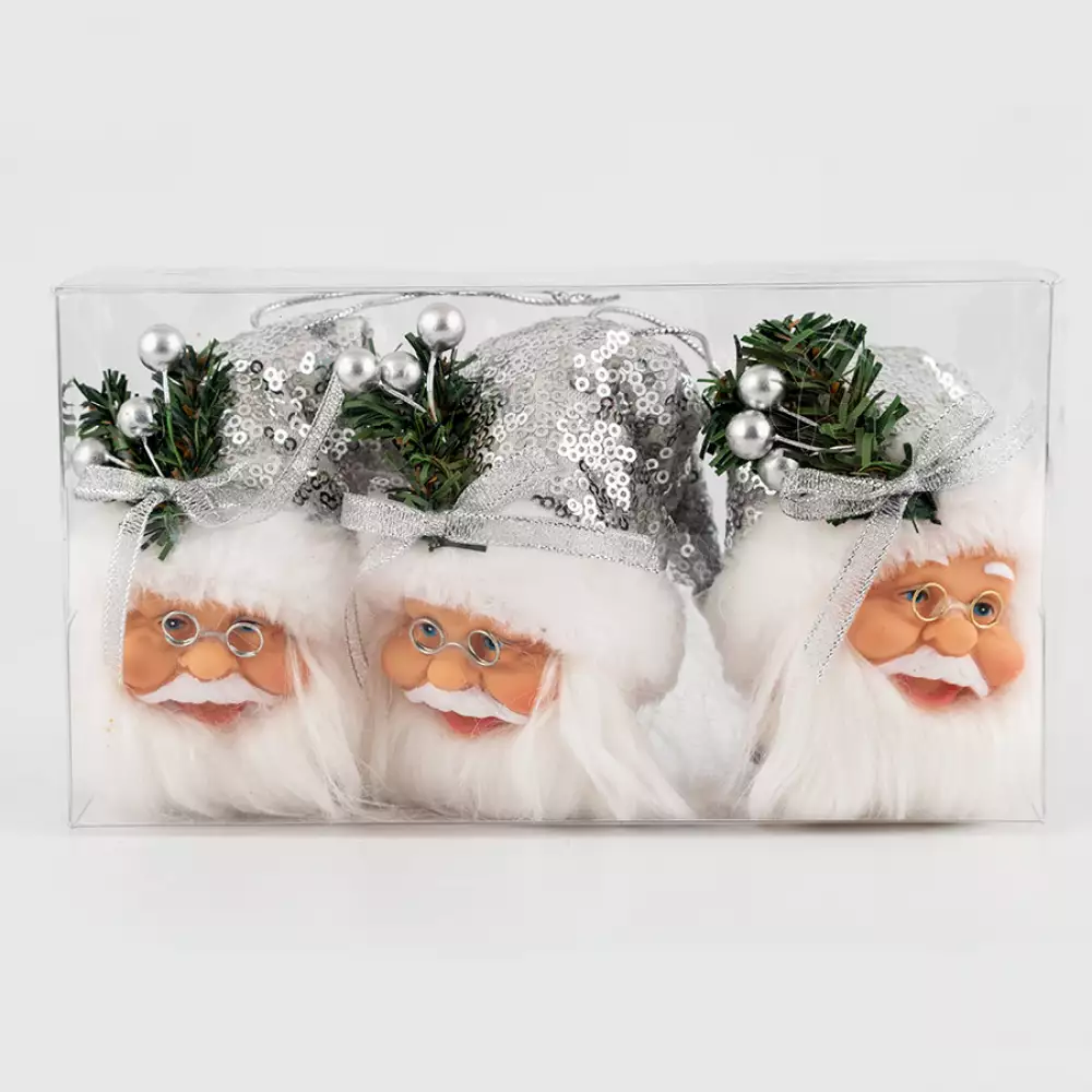 Adorno arbol cabeza santa x 3 pzs 14 cm plata tm-22001